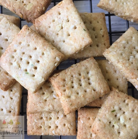 Egg and nut free allergy friendly sour cream and chives crackers