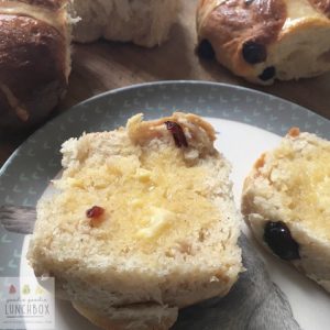 Delicious low sugar Berry and Cardamom Hot Cross Buns. A gorgeous variation on the traditional flavours.