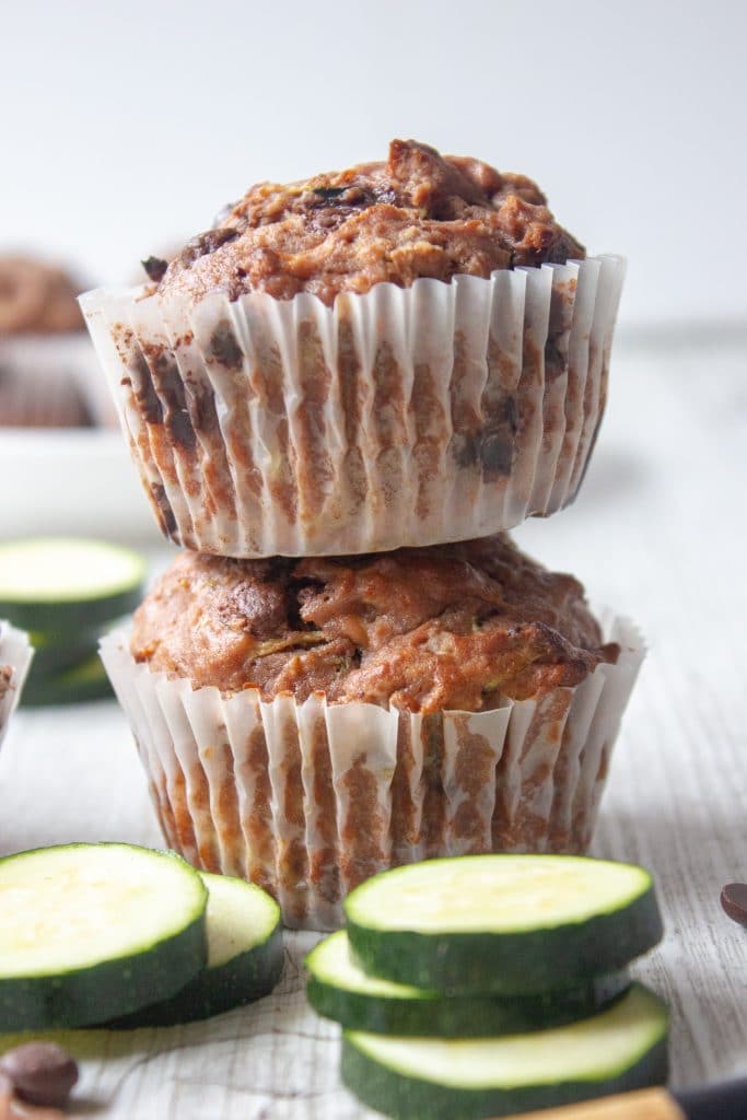 double chocolate chip muffins with zucchini