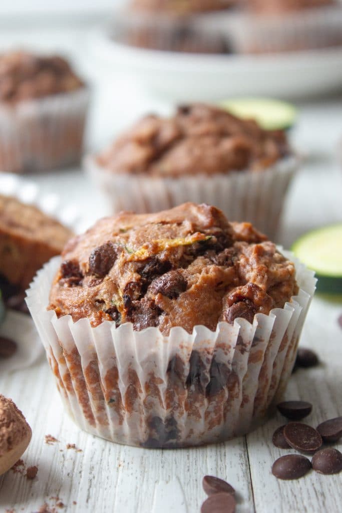 double chocolate chip muffins with zucchini