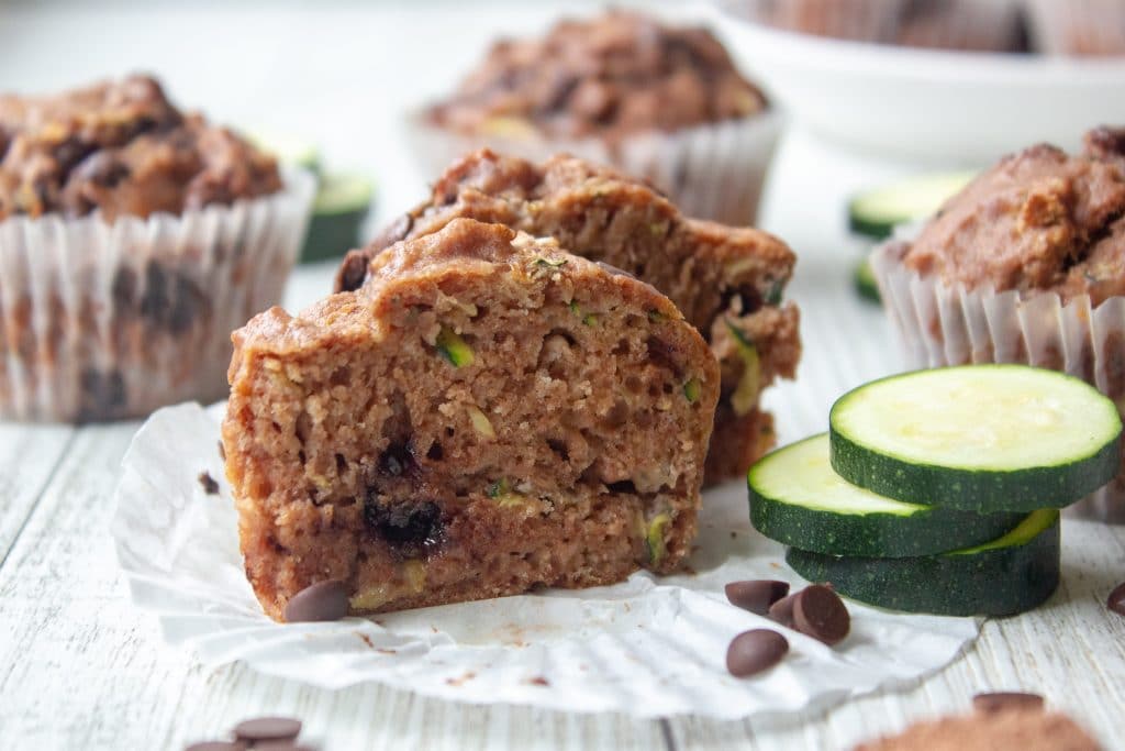double chocolate chip muffins with zucchini