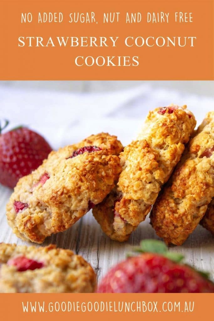 Sugar Free Strawberry Coconut Cookies, sweetened only with fruit, nut and dairy free and so delicious.