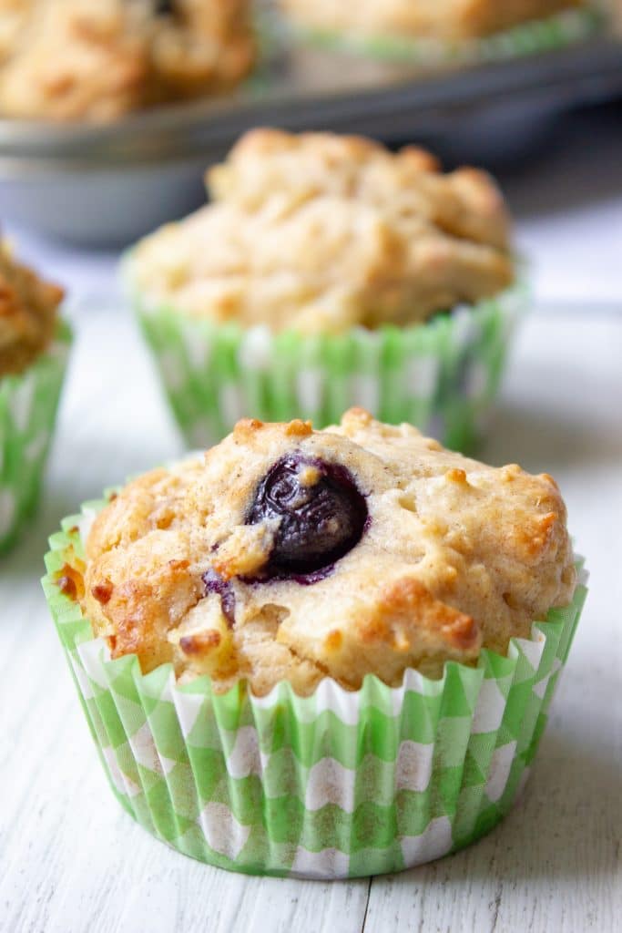Pear Blueberry and Ginger Muffins no added sugar and sweetened only with fruit