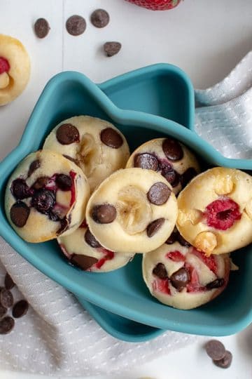 Picture of cooked Fruit and Chocolate Chip Pancakes Made in Muffin Tin