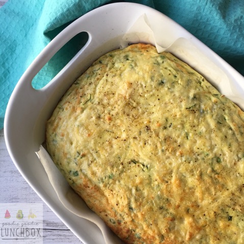zucchini pea and ricotta slice a delicious quick and easy vegetarian meal. Great protein for the lunchbox and freezer friendly
