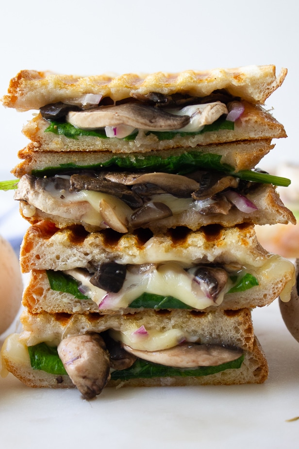 photo of mushroom spinach toasted sandwiches