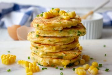 stack of corn fritters