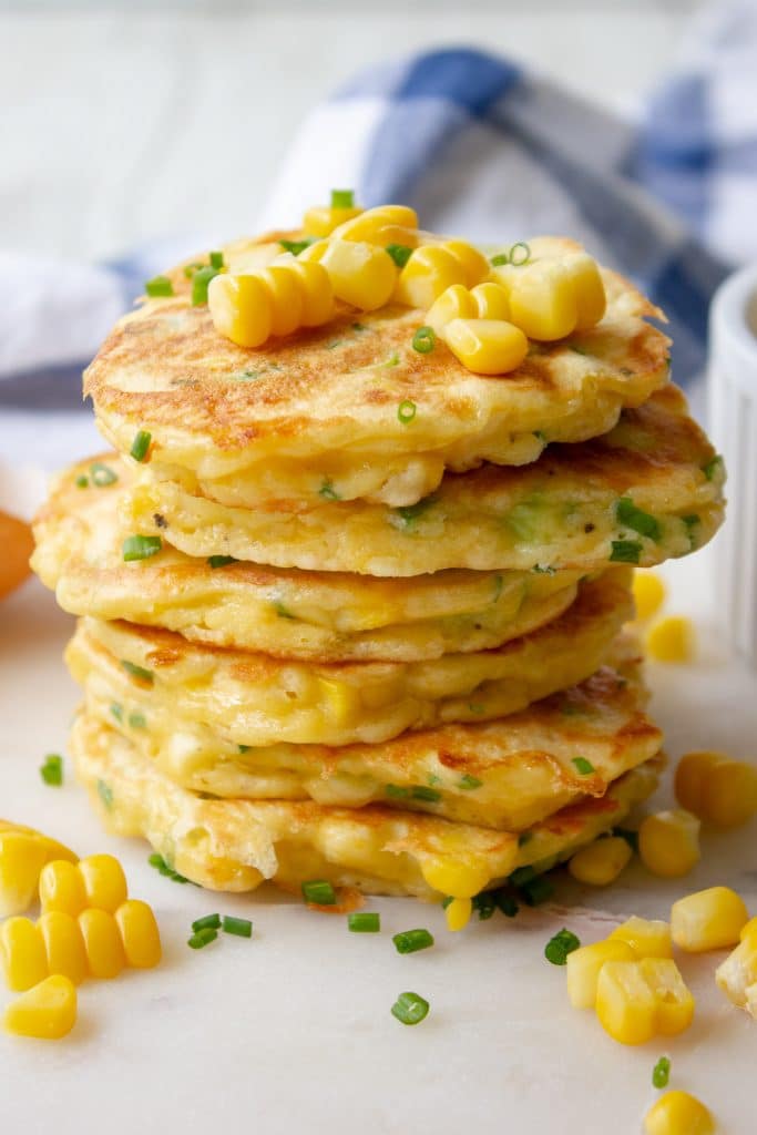 stack of corn fritters