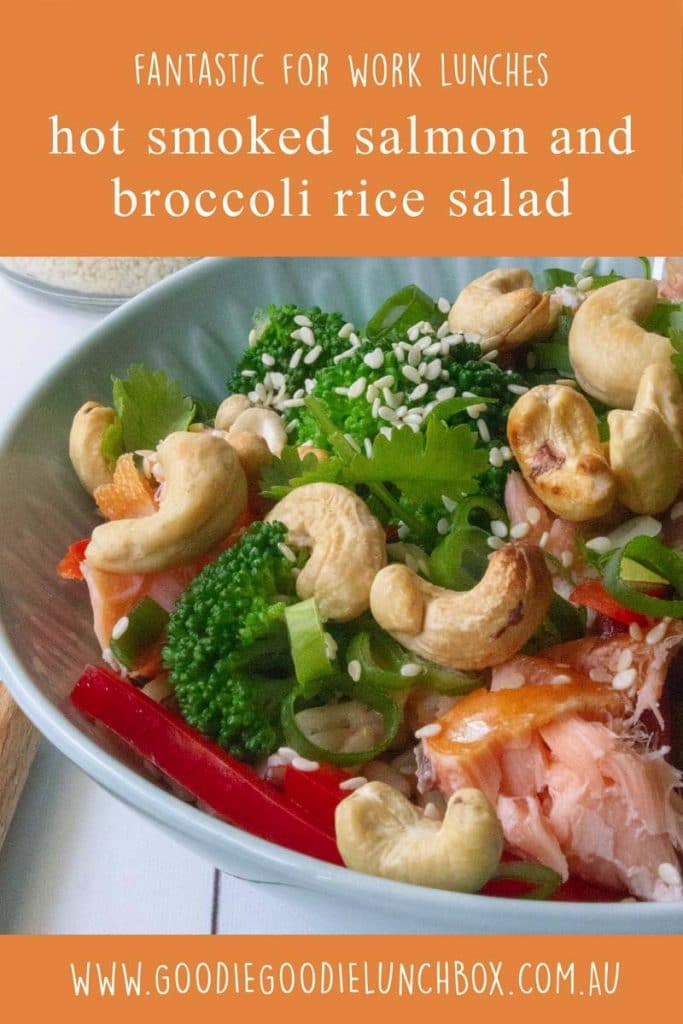 hot smoked salmon and broccoli rice salad