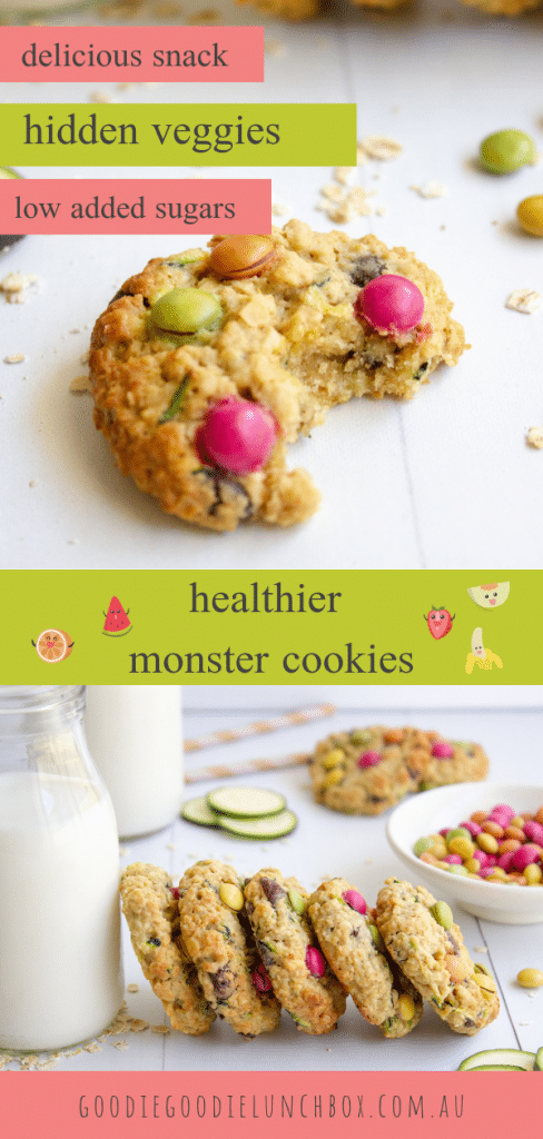 pin image of healthier monster cookies