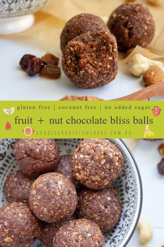 fruit and nut chocolate bliss bites