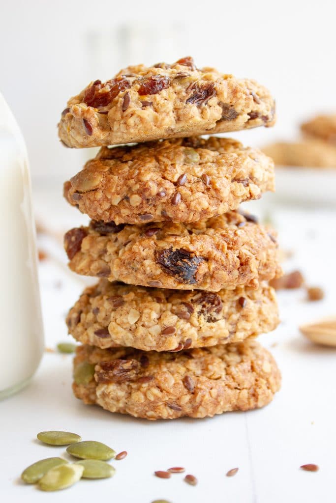 Stack of Seedy Oatmeal and Sultana Cookies