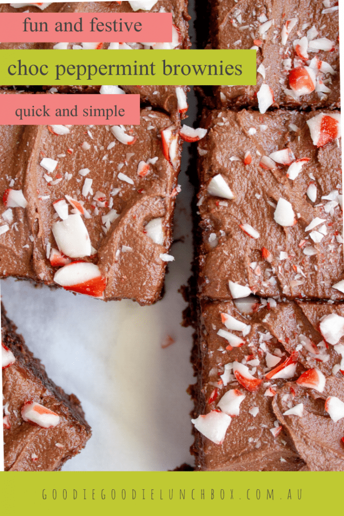 pinterest image chocolate peppermint brownies
