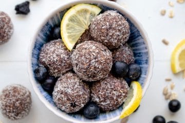 bowl of Nut Free Blueberry Bliss Bites