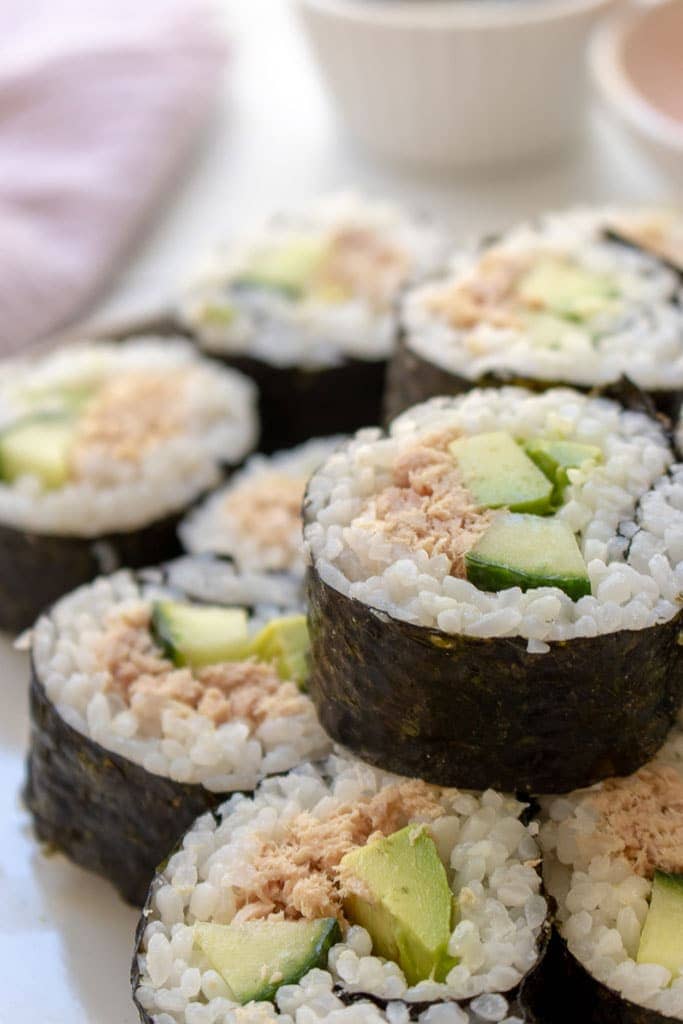 plate of homemade sushi