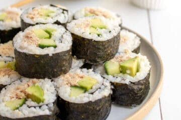 picture of a plate of homemade sushi