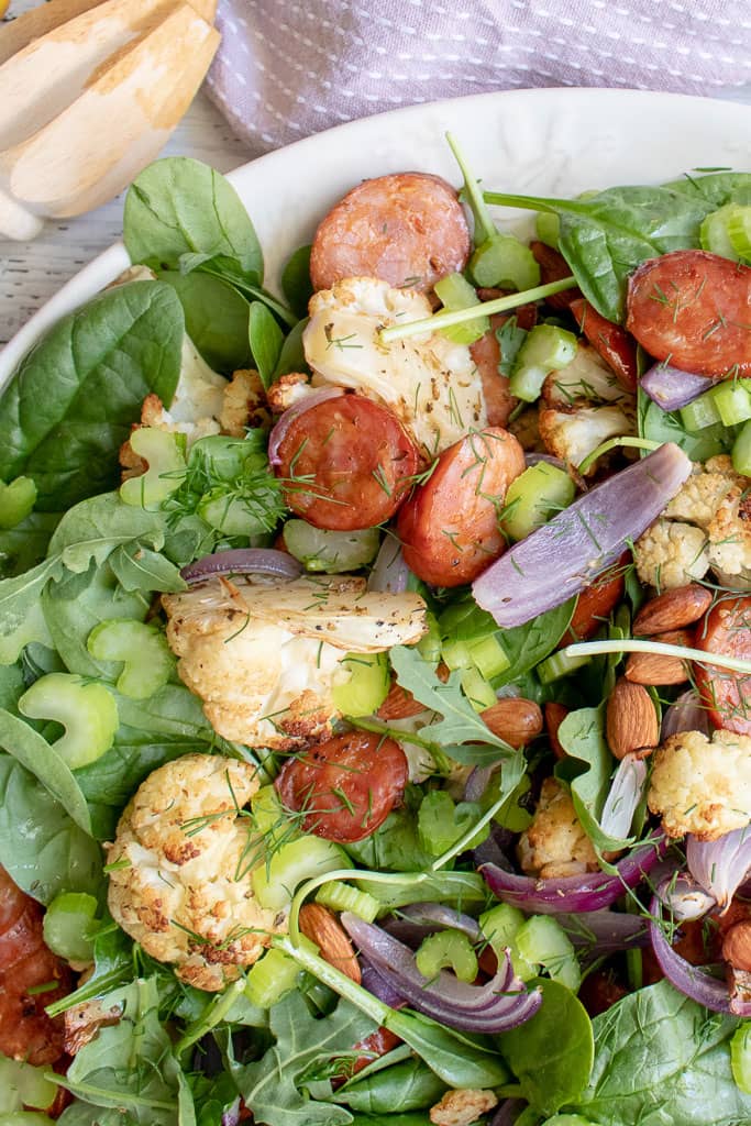 Roasted Cauliflower and Chorizo Salad - Goodie Goodie Lunchbox