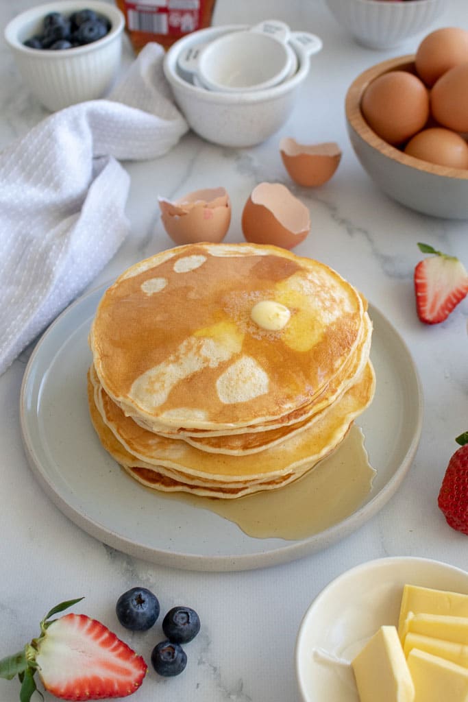 Stack of the most easy breakfast pancakes you will make.